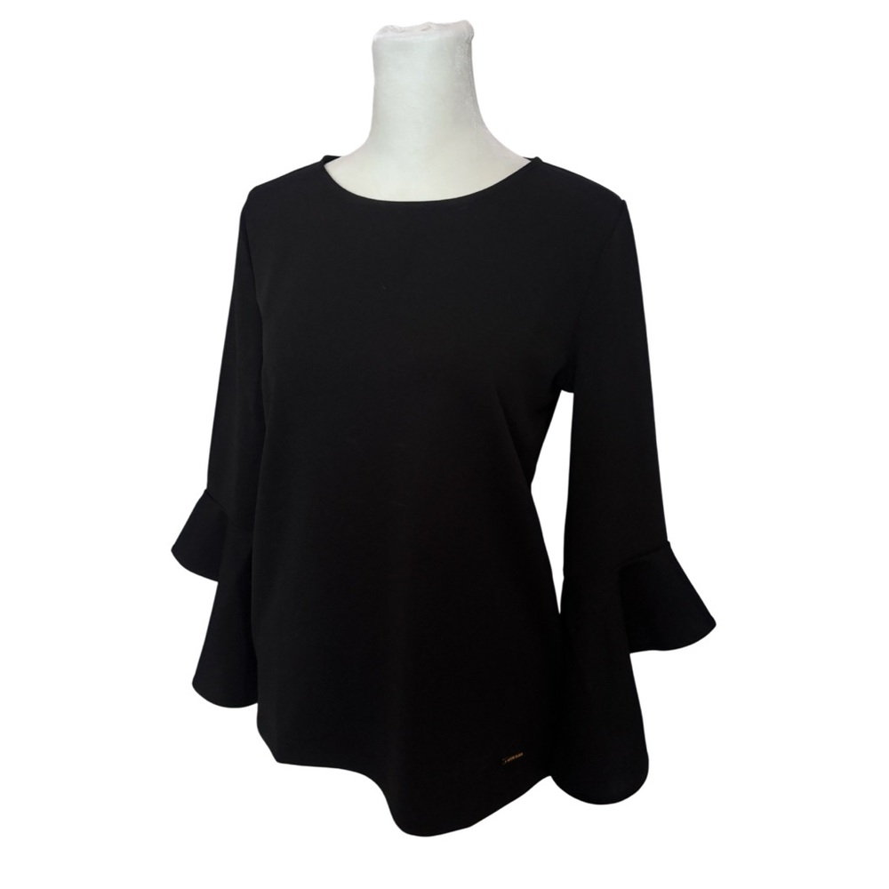 Black Ruffle Sleeve Anne Klein Ladies Top